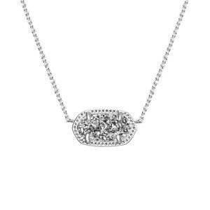 Kendra Scott Pendant Necklace, Silver Tone Elisa in Platinum Drusy